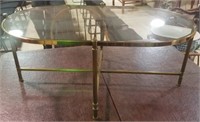 Vintage oval brass & glass coffee table