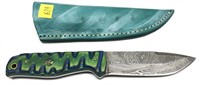 Custom Damascus steel knife with embossed