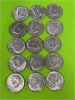 (15) silver Kennedy half dollars 1966-1968