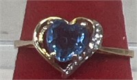 Sterling silver ring heart shaped stone size 6 1/2