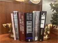 BOOKS AND BRASS BOOKENDS
