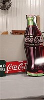 2 Metal Coke Signs.  Bottle 40" Tall