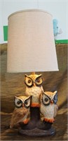 Plaster and Wood Owl Lamp