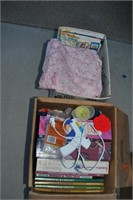2 boxes of craft supplies and books