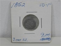 1852 VG-F Silver 3 Cent