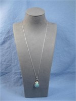 Sterling Silver Turquoise Pendant Hallmarked