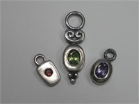 3 Sterling Silver Pendants Hallmarked