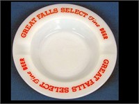 GREAT FALLS SELECT FINE BEER MILK GLASS ASH TRAY