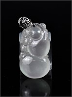 A Squirrel & Grape Jadeite Pendant w/Box