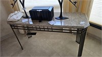 Portofino Marble Top Bronze Metal Sofa Table