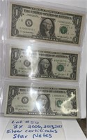 LOT #50) 3x 2006, 2013, 2017 STAR NOTES SILVER CE