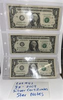 LOT #51) 3x 2009 SILVER CERTIFICATE STAR NOTES
