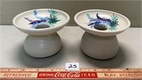 PAIR OF HANDMADE SIGNED POTTERY CANDLE HOLDER