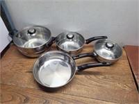 3 Stainless Steel Pots + Frying Pan #3 LIDS