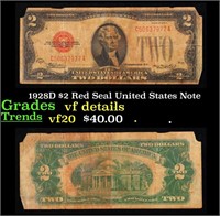 1928D $2 Red Seal United States Note Grades vf det