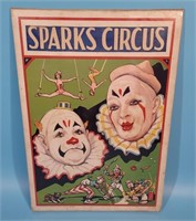 Sparks Circus Color Lithography Clown Poster