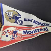 Vtg CFL Winnipeg and Montreal Team Pennants