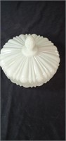 Stunning milk glass candy dish approx 7 inches