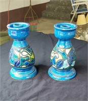 Unusual blue decorative candleholders