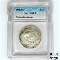 1952-D Washington Carver Half Dollar ICG MS64