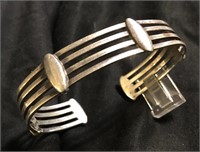 Solid Sterling Silver Cuff Multiband Bracelet