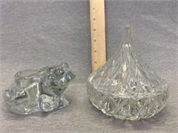 Crystal Frog Candle Holder/Vase Candy Kiss Dish