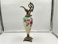 Early 1900s Mantel Ewer Ceramic-Metal French Style