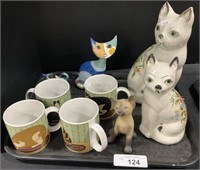 Goebel Cat Figures, Ceramic Cats, Mugs.