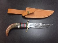 Forged in Fire Damascus 11" Ram Horn knife