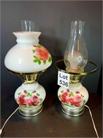 Antique Hand Painted Rose Themed Lamps