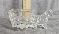 GLASS DONKEY AND A WAGON TOOTHPICK HOLDER