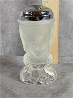 LG WRIGHT GLASS CO. 3 FACE FROSTED SUGAR SHAKER