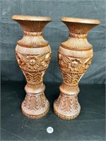 Wood Carved Vases/Candle Holders