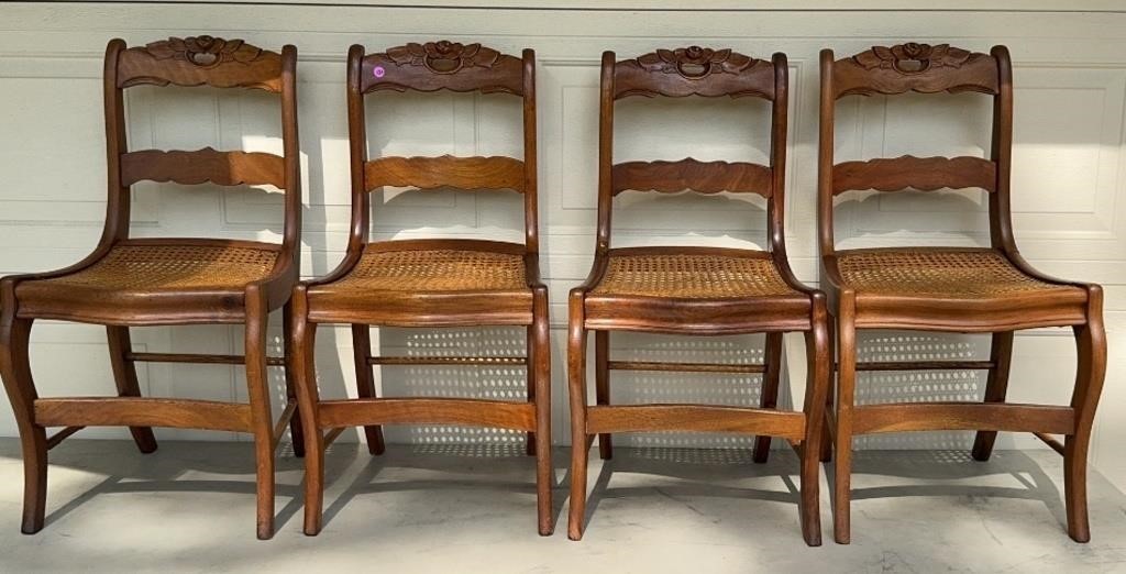 (4) Walnut Roseback Victorian Chairs