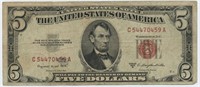 1953-B $5 Red Seal Legal Tender U.S. Note