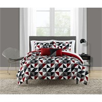 Mainstays Full Size Red Geometric 10 Piece Bed