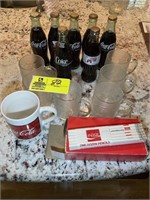 MISC COCA COLA THEMED ITEMS WITH CUPS AND 6 OZ DRI
