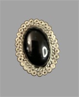 VINTAGE BLACK ONYX RING STAMPED MADE IN MEXICO