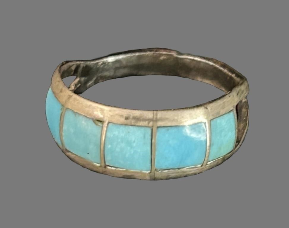 STAMPED TURQUOISE STERLING RING