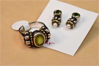 Lagos Caviar Green Quartz Ring & Post Earrings