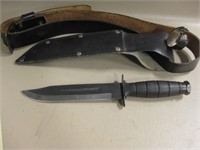 11.5" Hunting Knife w/ Sheath & Leather Belt