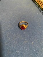 Vintage Gold Tone Setting Ruby Ring