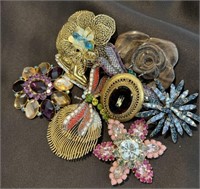 Lot of 10 Vintage Brooches