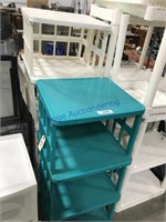 Turquoise, white stacking shelves