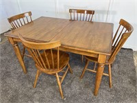 Dining Table w/ Built-in Leaf & Chairs