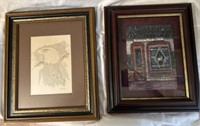 Two pieces of framed art.  Includes pencil