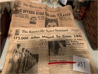 1932 and 1950 NEWS SENTINEL FRONT PAGE REALLY NEAT