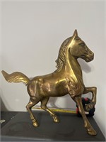 Vintage large solid brass horse