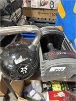 Lot of 2 1-25 pound kettle bell 1-one power b