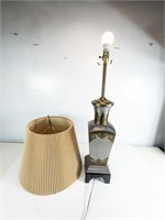 Vintage Chinese Pewter Lamp w/Shade